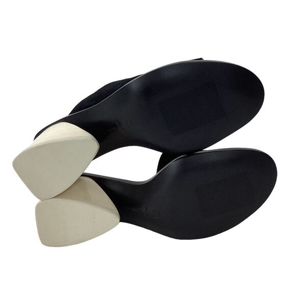 Mercedes Castillo Izar Suede Slide Sandals Black Ivory Block Heel Mule Size 39.5 - Picture 7 of 10